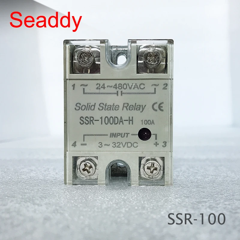 

SSR-100DA Single Phase 100A DC control AC High Voltage Solid State Relay 3-32V DC to 90-480V / 24-380VAC 100AA 100DA 100VA