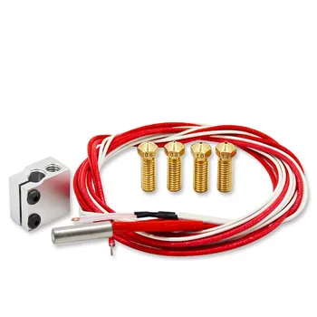 1set V6 Volcano hotend kit heater block nozzle 12/24V heating cartridge NTC3950 100K thermistor 1.75/3mm
1set V6 Volcano hotend kit heater block nozzle 12/24V heating cartridge NTC3950 100K thermistor 1.75/3mm