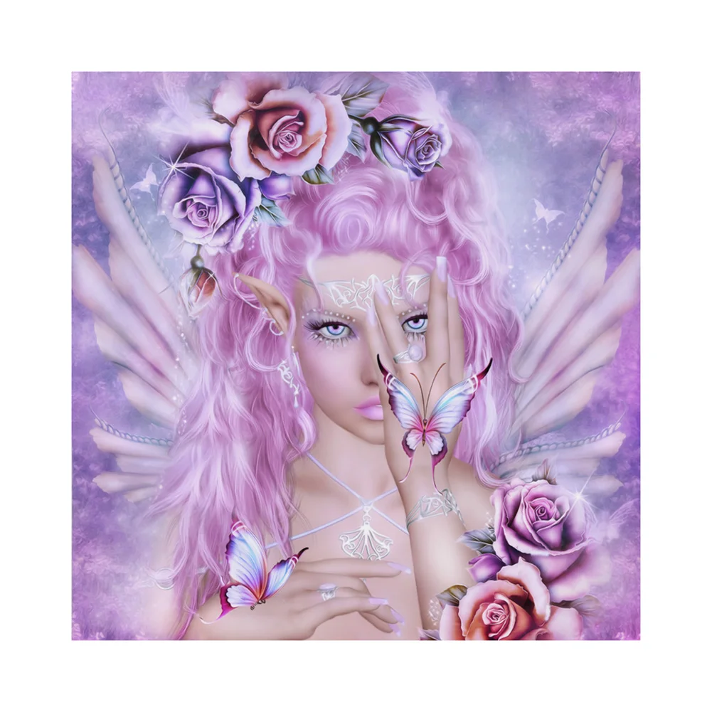 Kit de Bricolaje 5D de pintura de diamante,5D diamond painting lienzo artesanal para decoraci/ón de pared,Hada de las flores belleza anime de cristal bordado de punto de cruz