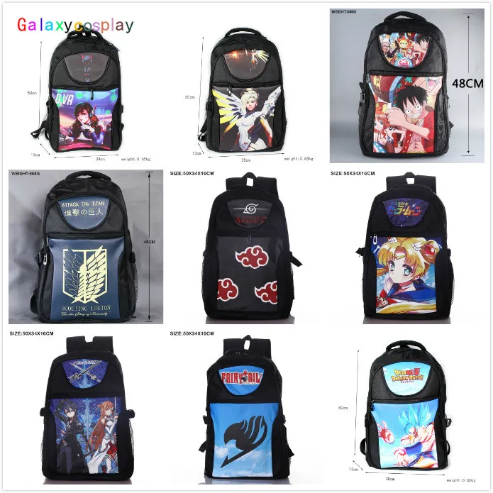 Naruto Akatsuki SAO One Piece Overwatch Fairy Tail Sailor Moon School Backpacks Teenagers Cosplay Laptop Bags Travel Rucksack
Naruto Akatsuki SAO One Piece Overwatch Fairy Tail Sailor Moon School Backpacks Teenagers Cosplay Laptop Bags Travel Rucksack