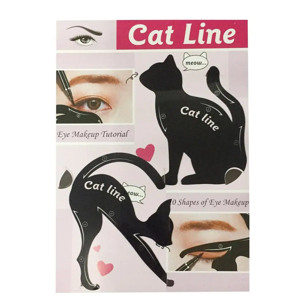 Фото 2Pcs Pro Eye Liner Makeup Cat Line Eyeliner Stencil Easy Wear Model Eyebrow Eyes Template Shaper Tool Hot | Красота и здоровье