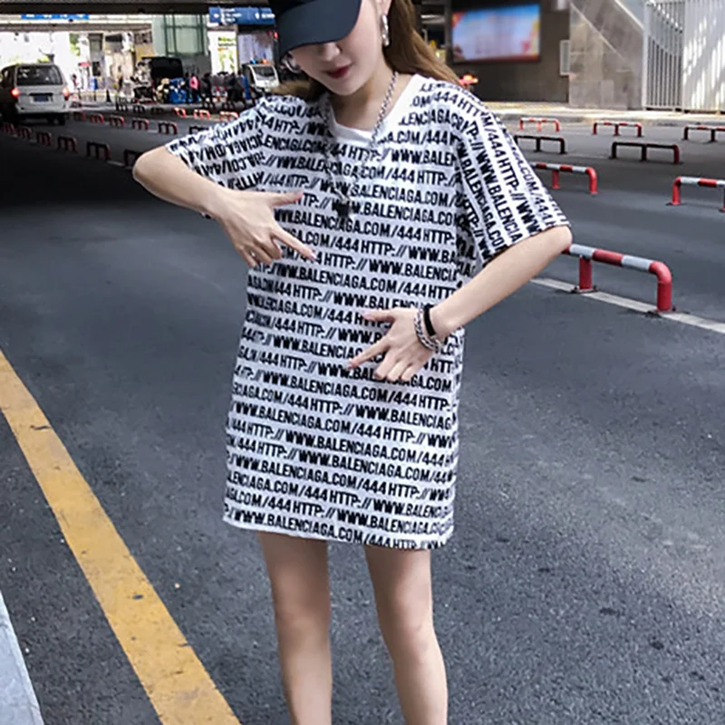 2019 Letters Printing Long Loose T-shirt Short Sleeves O-Neck Streetwear Tops Cotton+Vinylon T-Shirts
2019 Letters Printing Long Loose T-shirt Short Sleeves O-Neck Streetwear Tops Cotton+Vinylon T-Shirts