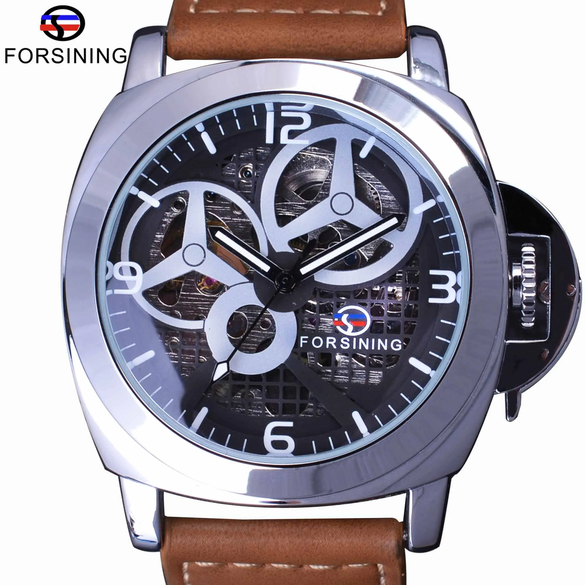 Forsining Windmill Designer Brown Strap Transparent Case Men Watch Top Brand Luxury Automatic Skeleton Men Sport Military Watch
Forsining Windmill Designer Brown Strap Transparent Case Men Watch Top Brand Luxury Automatic Skeleton Men Sport Military Watch