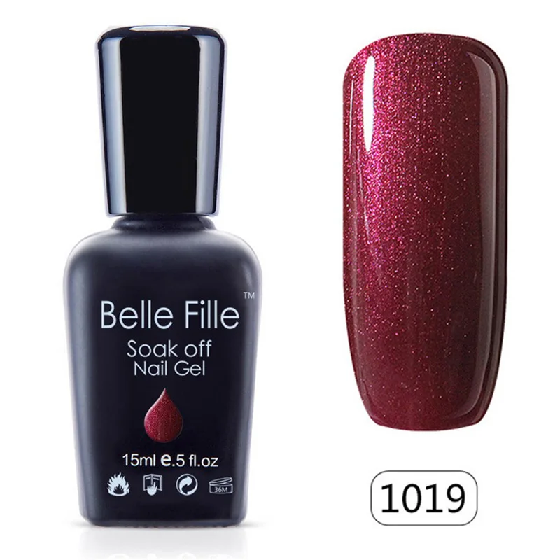 Belle FILLE гель Лаки для ногтей УФ 15 мл 189 Цвета телесного цвета черный белый цвет Soak Off