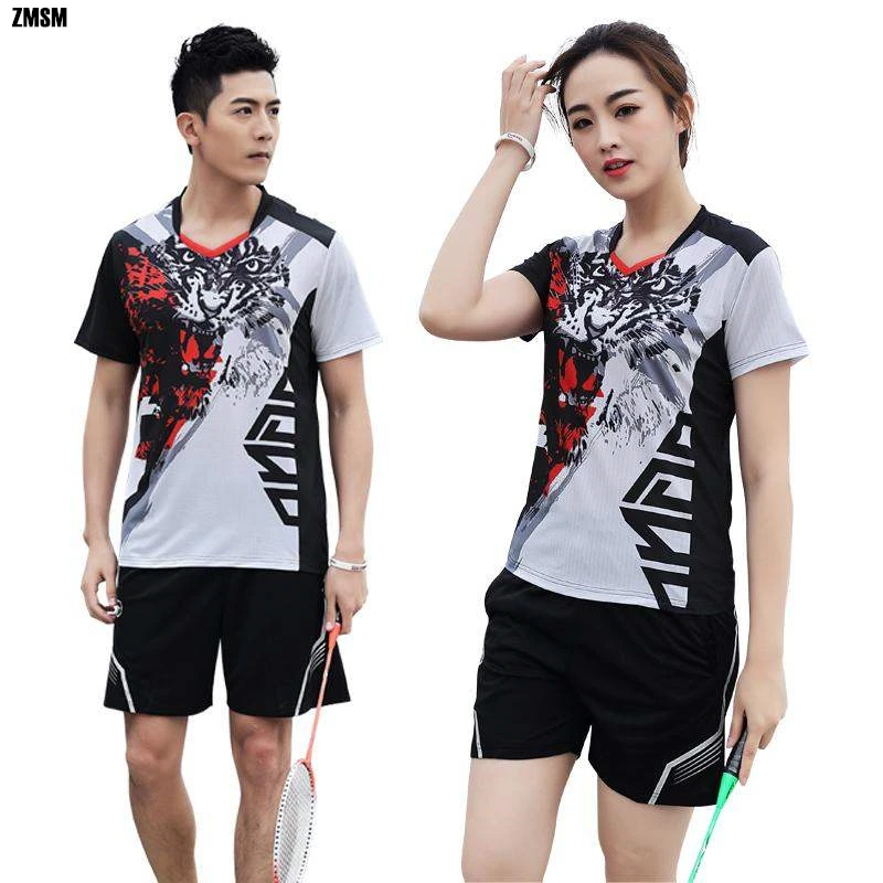

ZMSM Women/Men Personalized Print Tennis Shirts Badminton Set Jersey Uniform Quick Dry Table Tennis & Shorts Sports Clothes Y132