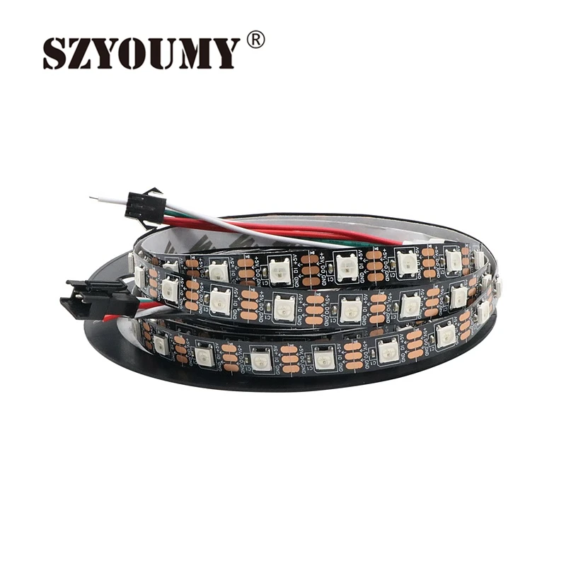 SZYOUMY WS2812B RGB Strip Black PCB 60 Pixels Individually Addressable 2811 IC 5050 RGB LED Strip 5V Non-Waterproof Decoration
SZYOUMY WS2812B RGB Strip Black PCB 60 Pixels Individually Addressable 2811 IC 5050 RGB LED Strip 5V Non-Waterproof Decoration