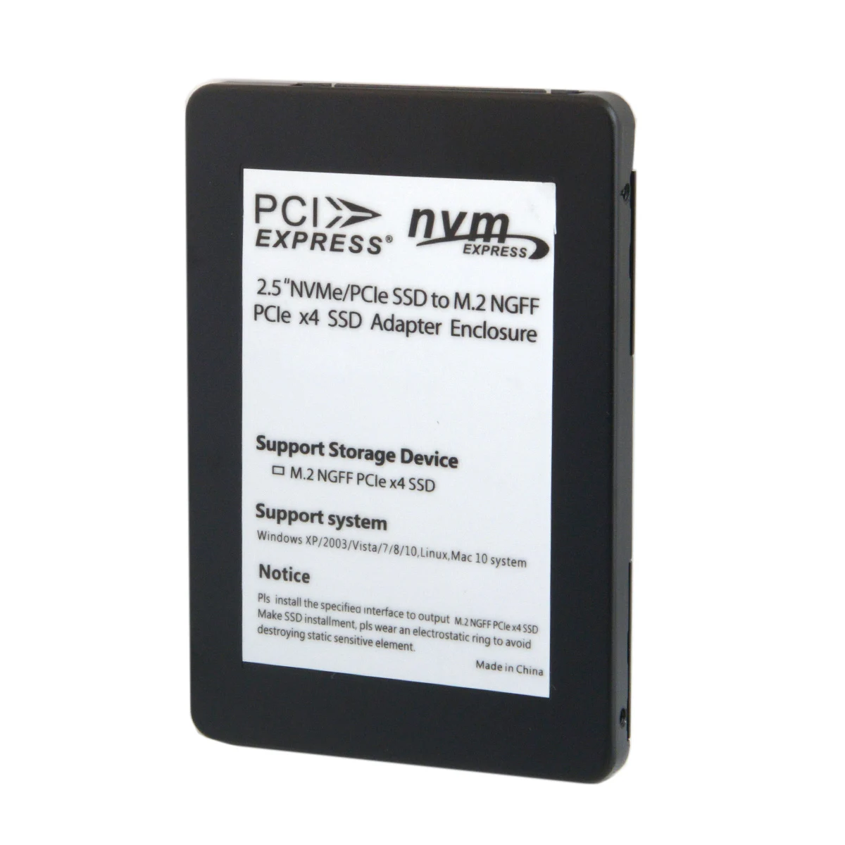 SFF-8639 NVME U.2 to NGFF M.2 M-key PCIe SSD Case Enclosure Converter for Mainboard Replace Intel SSD 750 p3600 p3700 Black
SFF-8639 NVME U.2 to NGFF M.2 M-key PCIe SSD Case Enclosure Converter for Mainboard Replace Intel SSD 750 p3600 p3700 Black