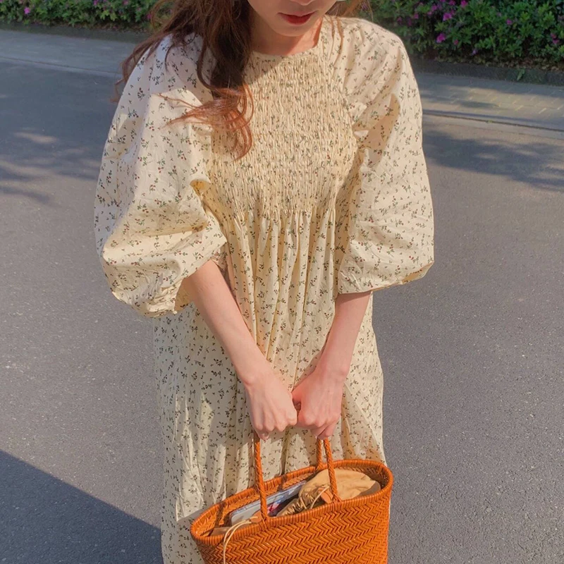 Flower Print Pleats Stretchy Big Puff Sleeve Dress Kawaii Vintage Princess Long Dress Robe Longue Vestido Largo Vestiti Lunga
Flower Print Pleats Stretchy Big Puff Sleeve Dress Kawaii Vintage Princess Long Dress Robe Longue Vestido Largo Vestiti Lunga