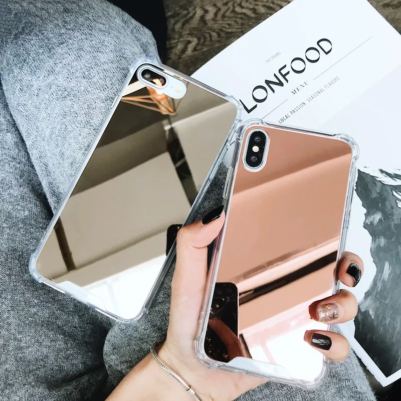 Mirror Phone Case For iPhone 8 7 plus XS Coque iphone 7 XR Airbag Clear Soft TPU Back Cover For iPhone XS Max 6 s 6s plus Cases
Mirror Phone Case For iPhone 8 7 plus XS Coque iphone 7 XR Airbag Clear Soft TPU Back Cover For iPhone XS Max 6 s 6s plus Cases