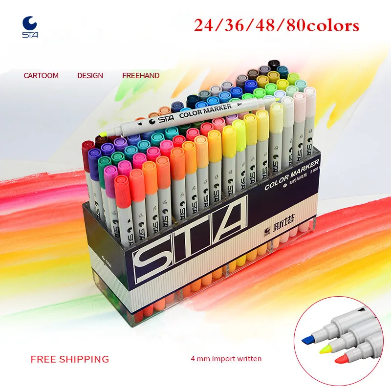 STA 12 24 36 48 80 Colors Artist Double Headed Sketch Marker Set Alcohol Based Manga Art Markers for Design Supplies
STA 12 24 36 48 80 Colors Artist Double Headed Sketch Marker Set Alcohol Based Manga Art Markers for Design Supplies