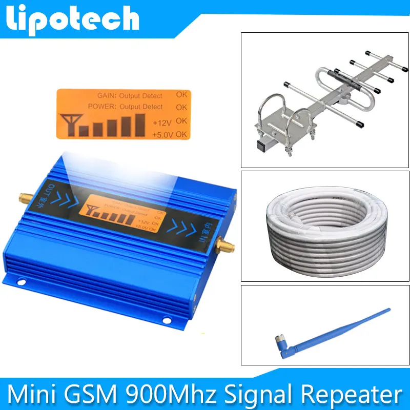 Image Hot sale! Mini LCD GSM 900Mhz 2G Repeater Mobile Phone Signal Booster GSM Signal Repeater Cellular Amplifier + Cable + Antenna