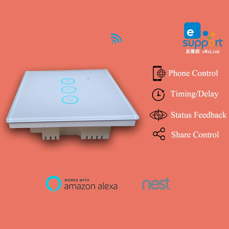 Ewelink app 1 2 3 Gang WiFi Wall Touch Switch Timer Panel 85-250V IOS Andorid Phone Remote UK Standard Smart Home Automation
Ewelink app 1 2 3 Gang WiFi Wall Touch Switch Timer Panel 85-250V IOS Andorid Phone Remote UK Standard Smart Home Automation