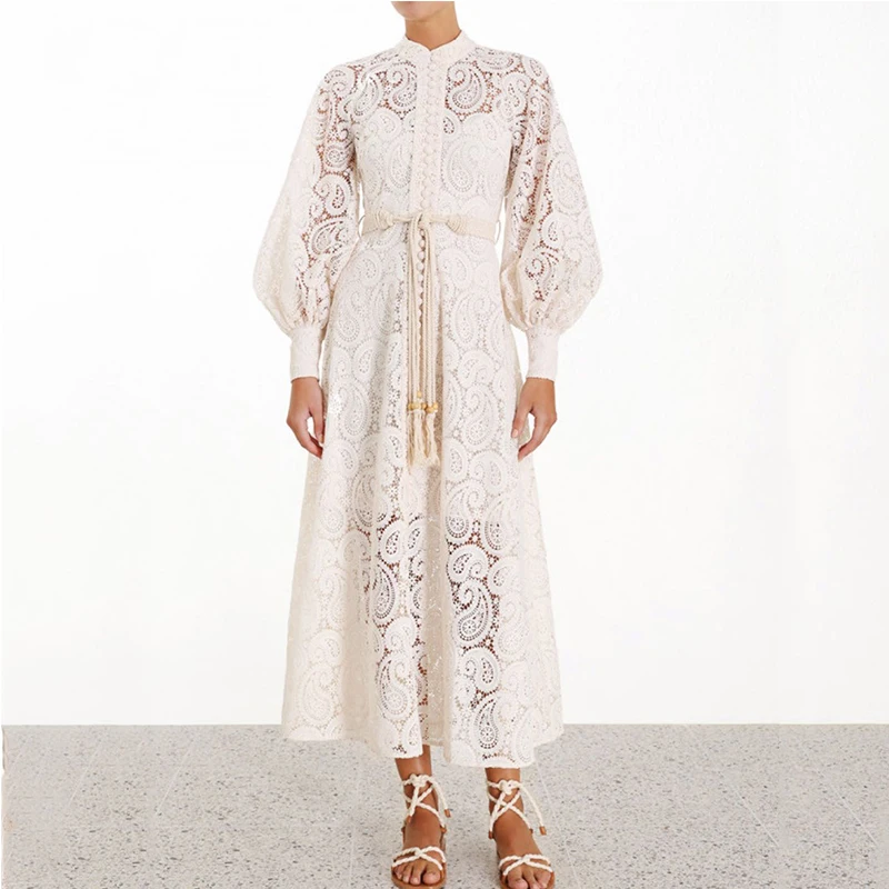 High-end White Hollow Out Lace Floral Embroidery Mini Dress 2019 Women Vintage Lantern Sleeve Pleated Dress With Belt
High-end White Hollow Out Lace Floral Embroidery Mini Dress 2019 Women Vintage Lantern Sleeve Pleated Dress With Belt