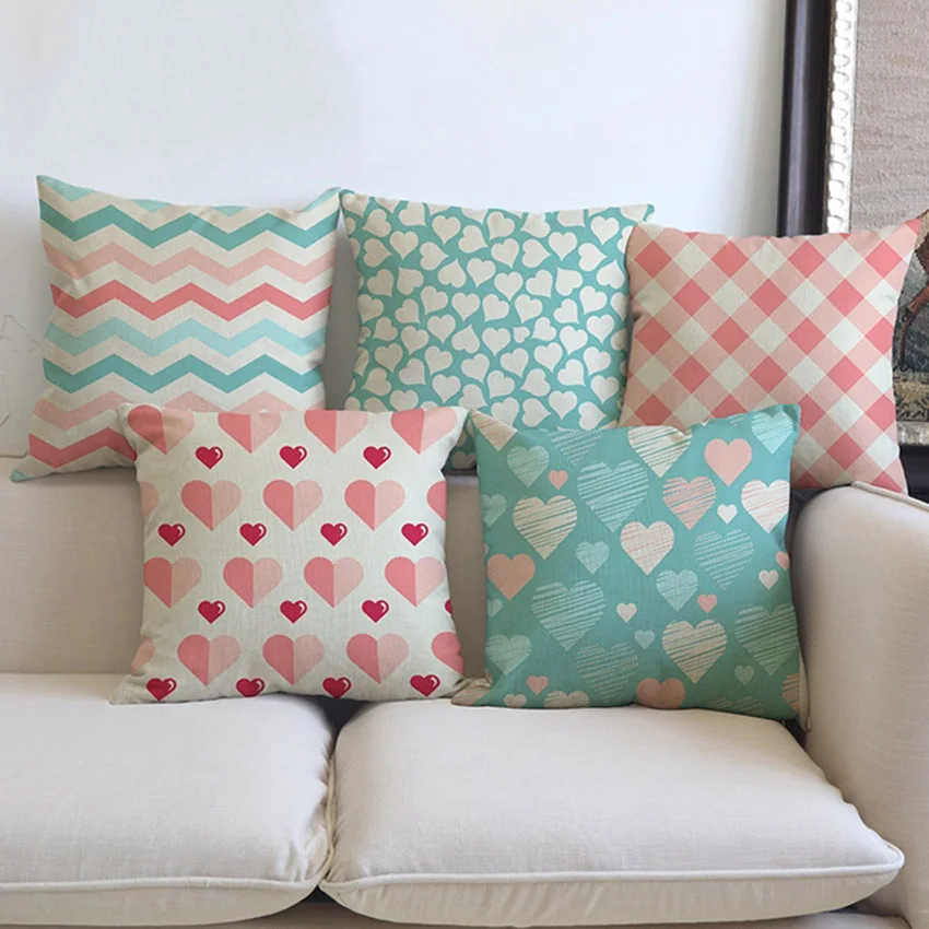 Pink Plaids Strips Heart Print Decorative Cushion Cover For Sofa Princess Style Cotton Linen Square Throw Pillow Case 45x45cm
Pink Plaids Strips Heart Print Decorative Cushion Cover For Sofa Princess Style Cotton Linen Square Throw Pillow Case 45x45cm