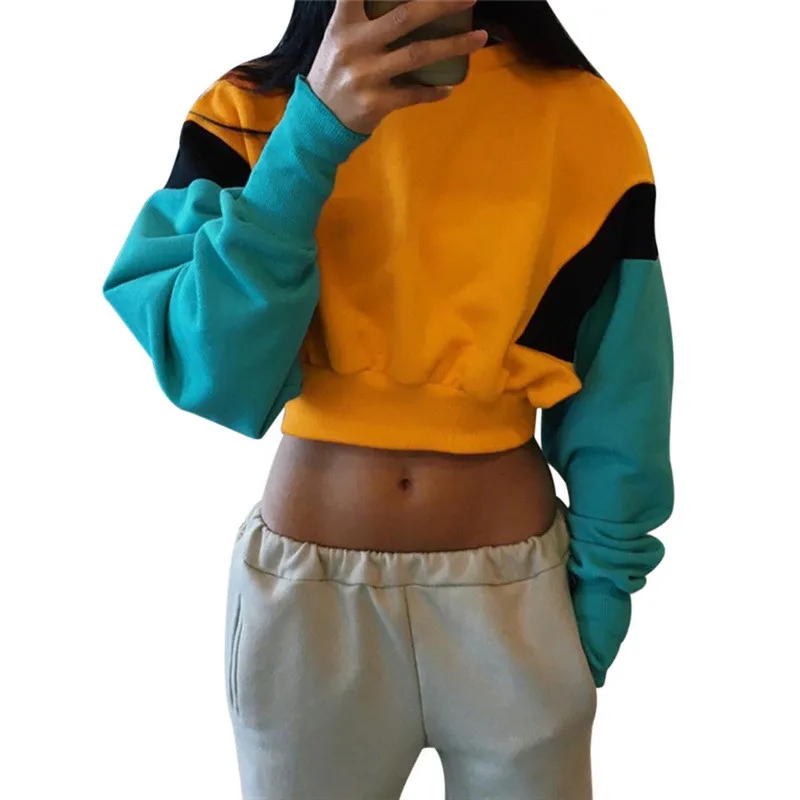 2019 New hip hop Women Long Sleeve Loose Hoodie Crop Top Spring Autumn Patchwork color Orange Hoodies Sweatshirt
2019 New hip hop Women Long Sleeve Loose Hoodie Crop Top Spring Autumn Patchwork color Orange Hoodies Sweatshirt