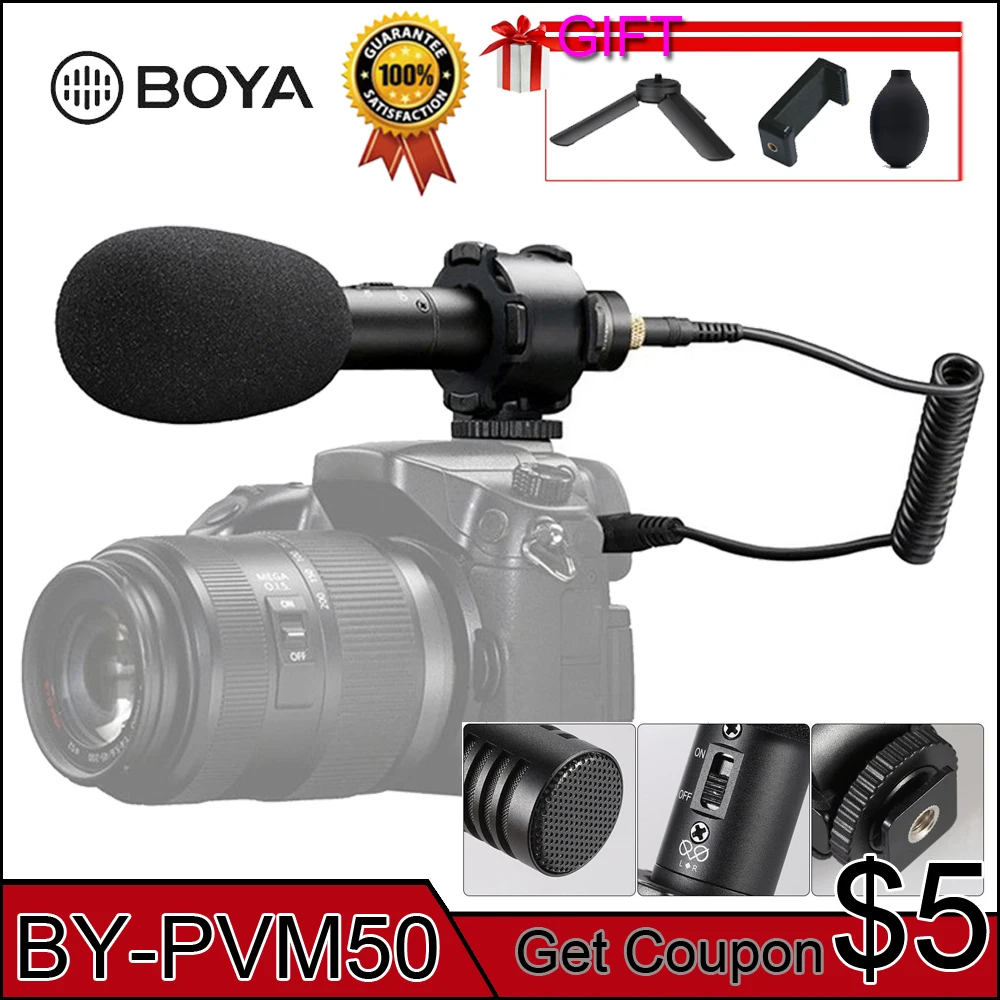 BOYA BY-PVM50 Professional 3.5mm Stereo X/Y condenser Microphone for DSLR Camera Camcorder Audio Recorder Mic + Foam Windshield
BOYA BY-PVM50 Professional 3.5mm Stereo X/Y condenser Microphone for DSLR Camera Camcorder Audio Recorder Mic + Foam Windshield