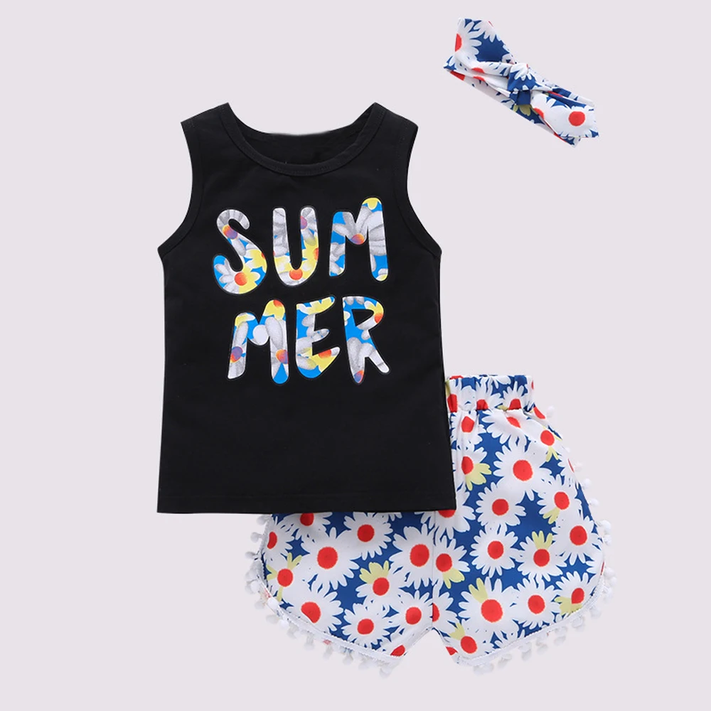 Girls Clothes Letter Sleeveless Vest Tops Sunflower Shorts Set Headband Letter Print Vest + Sun Flower Pants 3 Piece Set
Girls Clothes Letter Sleeveless Vest Tops Sunflower Shorts Set Headband Letter Print Vest + Sun Flower Pants 3 Piece Set