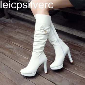 Women Boots Autumn Winter Super High Heel Platform Pu Round Toe Zip Knee-High Butterfly-knot Pearl 2019 New Fashion White Pink
Women Boots Autumn Winter Super High Heel Platform Pu Round Toe Zip Knee-High Butterfly-knot Pearl 2019 New Fashion White Pink