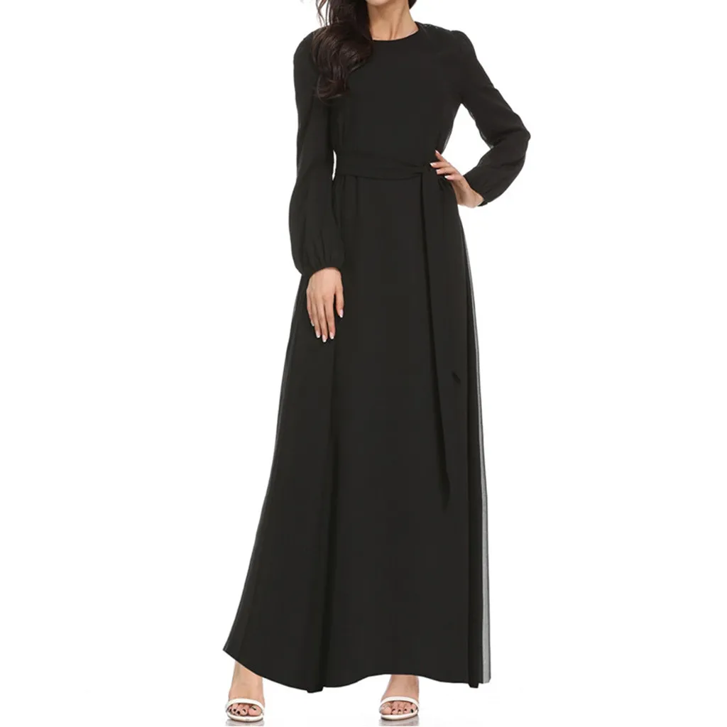 

Fashion Muslim dress long sleeve women robe loose skirt Arabic dubai abaya dress Ready stock Turkish islamic clothing 4.15