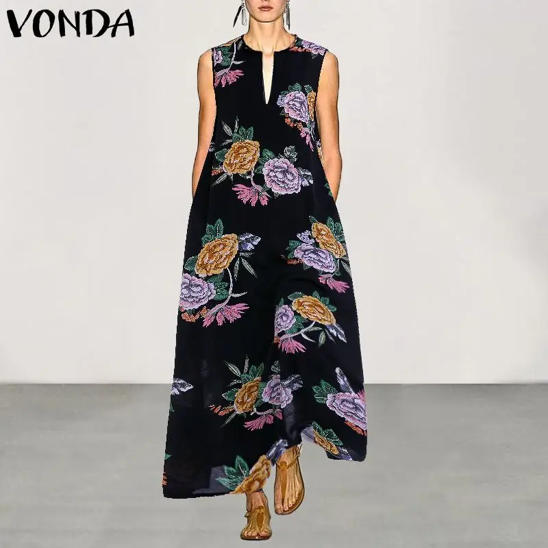 2019 VONDA Summer Dress Bohemian Women Vintage V Neck Sleeveless Party Long Dresses Floral Print Vestido Robe Femme Plus Size
2019 VONDA Summer Dress Bohemian Women Vintage V Neck Sleeveless Party Long Dresses Floral Print Vestido Robe Femme Plus Size