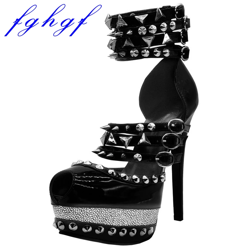 FGHGF new high heel sandals women's summer fashion sexy black rivet shoes 16 cm high stiletto sandals size 34-45
FGHGF new high heel sandals women's summer fashion sexy black rivet shoes 16 cm high stiletto sandals size 34-45