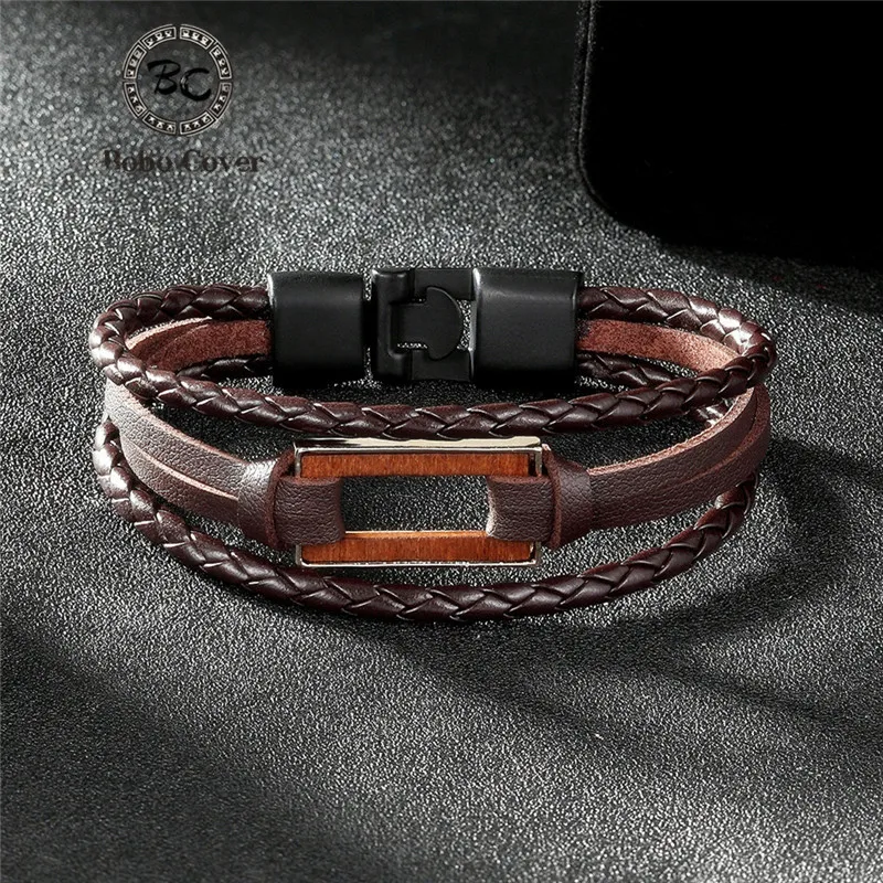 Brand Trendy rectangle Round Wood accessories bracelets for women men Jewelry Multi-layer Leather charms Bracelet & Bangle femme
Brand Trendy rectangle Round Wood accessories bracelets for women men Jewelry Multi-layer Leather charms Bracelet & Bangle femme