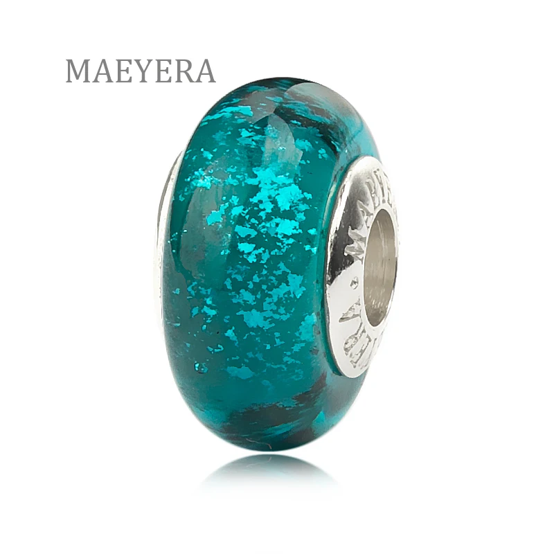 MAEYERA 925 Sterling Silver Lampwork Beads Silver Sand Cyan Murano Glass Beads For European Charm Bracelet Jewelry 920274
MAEYERA 925 Sterling Silver Lampwork Beads Silver Sand Cyan Murano Glass Beads For European Charm Bracelet Jewelry 920274