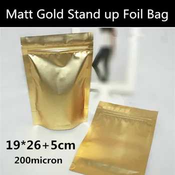 50pcs/lot 19cm*26cm+5cm(Bottom) 200mic Gold Matte Aluminum Foil Mylar Bag Stand Up Zip Lock Bag
50pcs/lot 19cm*26cm+5cm(Bottom) 200mic Gold Matte Aluminum Foil Mylar Bag Stand Up Zip Lock Bag