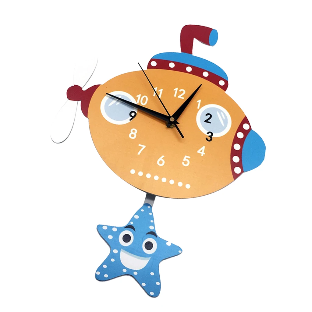 Japanese Adorable Pendulum Clock Funny Crafts Swinging Tail Wall Clock Kit for Kid's Nursery Children's Bedroom Decor