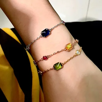 Top Quality Candy Style Bracelet 3 Gold Color Chain Attach Yellow Green Blue 3 Colors Square Crystal Charm Bracelet For Women
Top Quality Candy Style Bracelet 3 Gold Color Chain Attach Yellow Green Blue 3 Colors Square Crystal Charm Bracelet For Women