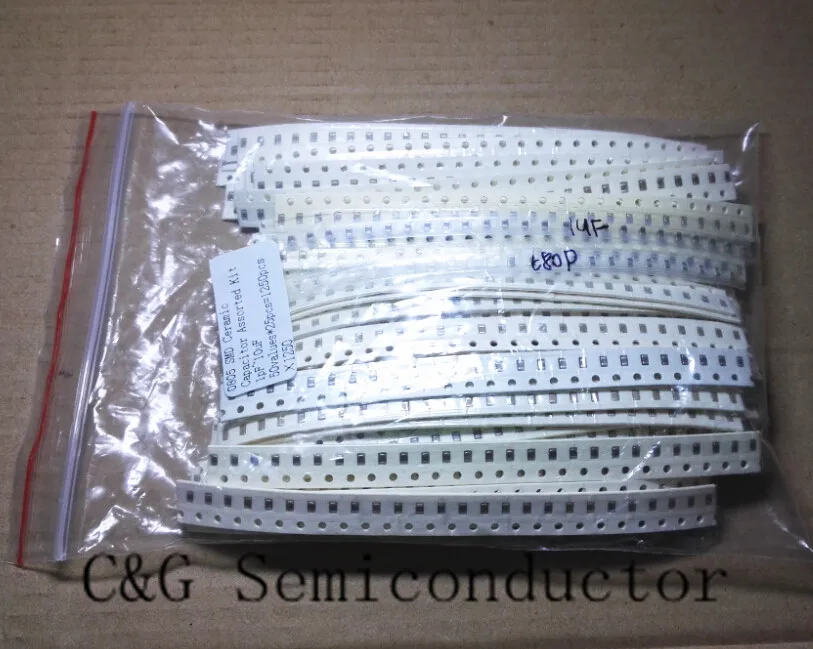 0805 SMD Ceramic Capacitor Assorted Kit 1pF~10uF 50values*25pcs=1250pcs CAPACITORS
0805 SMD Ceramic Capacitor Assorted Kit 1pF~10uF 50values*25pcs=1250pcs CAPACITORS