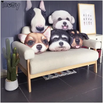 

Icosy Cute Dog Cushion Cover Pillow Cases Teddy Chihuahua Bull Terrier Schnauzer Dachshund Bedroom Sofa Home Decor Drop Shipping