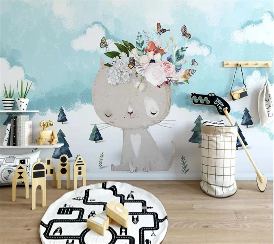 beibehang Custom wallpaper 3d photo mural Nordic modern minimalist cartoon kitten flower children's room TV background wallpaper
beibehang Custom wallpaper 3d photo mural Nordic modern minimalist cartoon kitten flower children's room TV background wallpaper