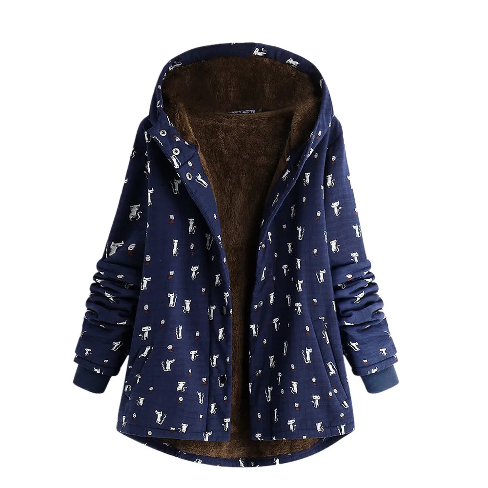 Vintage Women Oversize Hasp Coats Bohemian style Womens Winter Warm Coats Outwear Cat Print Hooded Coat with Pockets mujer
Vintage Women Oversize Hasp Coats Bohemian style Womens Winter Warm Coats Outwear Cat Print Hooded Coat with Pockets mujer