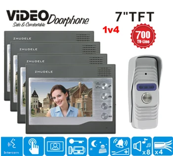 ZHUDELE International design 7" TFT Monitor Intercom Video Door Phone Doorbell System 700TVL Camera Night Vision in stock 1v4
ZHUDELE International design 7" TFT Monitor Intercom Video Door Phone Doorbell System 700TVL Camera Night Vision in stock 1v4