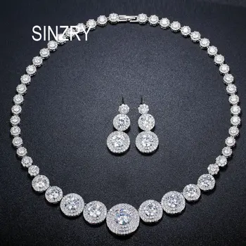 SINZRY Unique design bridal jewelry set white gold color cubic zircon round plate cz luxury wedding necklace earring jewelry set
SINZRY Unique design bridal jewelry set white gold color cubic zircon round plate cz luxury wedding necklace earring jewelry set