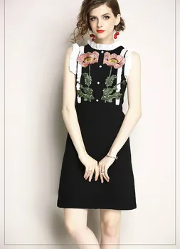 2020 Sleeveless Ruffled Collar Embroidery Dresses Women European Vintage Embroidery Flower Dress Women Mini Little Black Dress
2020 Sleeveless Ruffled Collar Embroidery Dresses Women European Vintage Embroidery Flower Dress Women Mini Little Black Dress