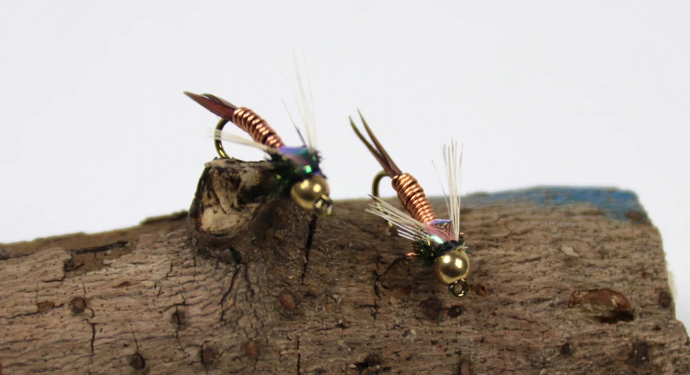 6//12Pcs Nymph Copper John Fly Brass Head Nymph Stone Fly Fishing Bait Size #12