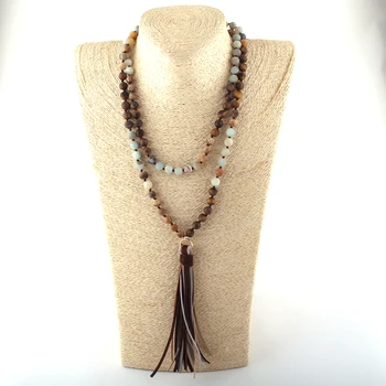 Fashion Bohemian Tribal Jewelry 108pc Stone Beads Knotted Multi Gray Color Tassel Necklace Women Ethnic Necklace
Fashion Bohemian Tribal Jewelry 108pc Stone Beads Knotted Multi Gray Color Tassel Necklace Women Ethnic Necklace