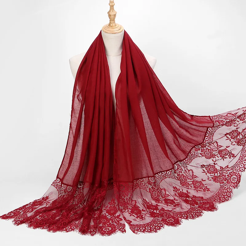 Popular lace edges scarf hijab woman plain maxi shawl wrap flower white lace foulard soft cotton Muslim hijabs scarfs
Popular lace edges scarf hijab woman plain maxi shawl wrap flower white lace foulard soft cotton Muslim hijabs scarfs