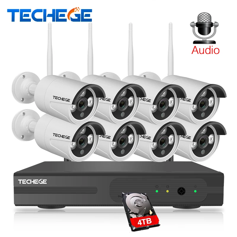 Techege 8CH 1080P NVR Audio Surveillance Kit Plug and Play 8pcs 2MP HD Wireless Waterproof Night Vision Security CCTV System
Techege 8CH 1080P NVR Audio Surveillance Kit Plug and Play 8pcs 2MP HD Wireless Waterproof Night Vision Security CCTV System