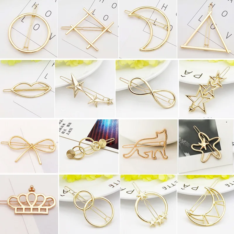 Fashion Woman Gold/Silver Plated Metal Triangle Circle Moon Hair Clip Pins Accessories Geometric Alloy Girls Hairgrips Barrettes
Fashion Woman Gold/Silver Plated Metal Triangle Circle Moon Hair Clip Pins Accessories Geometric Alloy Girls Hairgrips Barrettes