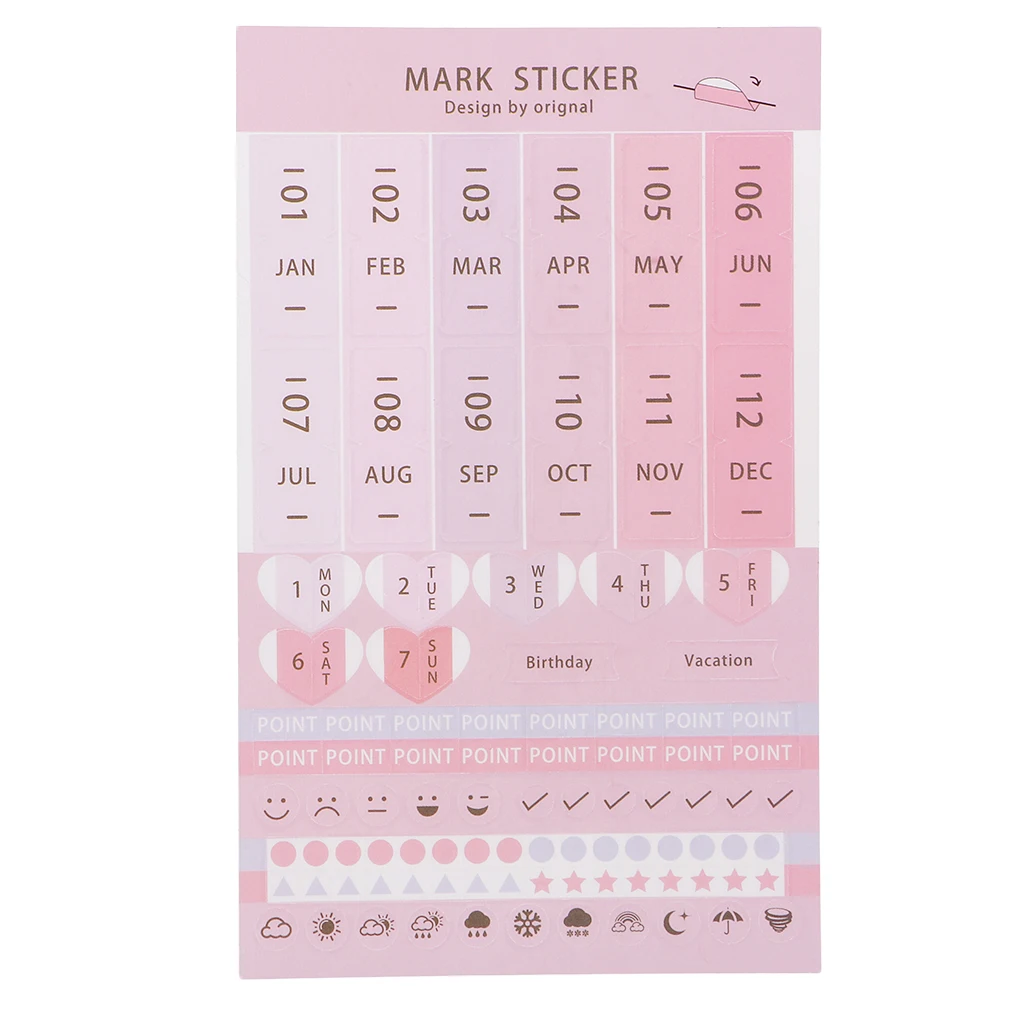 8 Sheets Mini Self Adhesive DIY Monthly Calendar Index Tabs Reminder Stickers for Diary Scrapbook Personal Planner Excellent