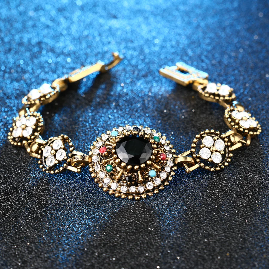 Luxury-Fashion-Black-Stone-Antique-Gold-Round-Charms-Bracelets-Bangles-For-Women-Vintage-Trendy-Turkish-Bohemian (2)