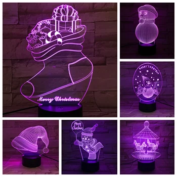 Christmas stocking Night Light LED 3D Illusion Hoom Decorative Lamp Child Kids Baby Kit Christmas Hat Snowman Table Lamp Bedroom 
Christmas stocking Night Light LED 3D Illusion Hoom Decorative Lamp Child Kids Baby Kit Christmas Hat Snowman Table Lamp Bedroom