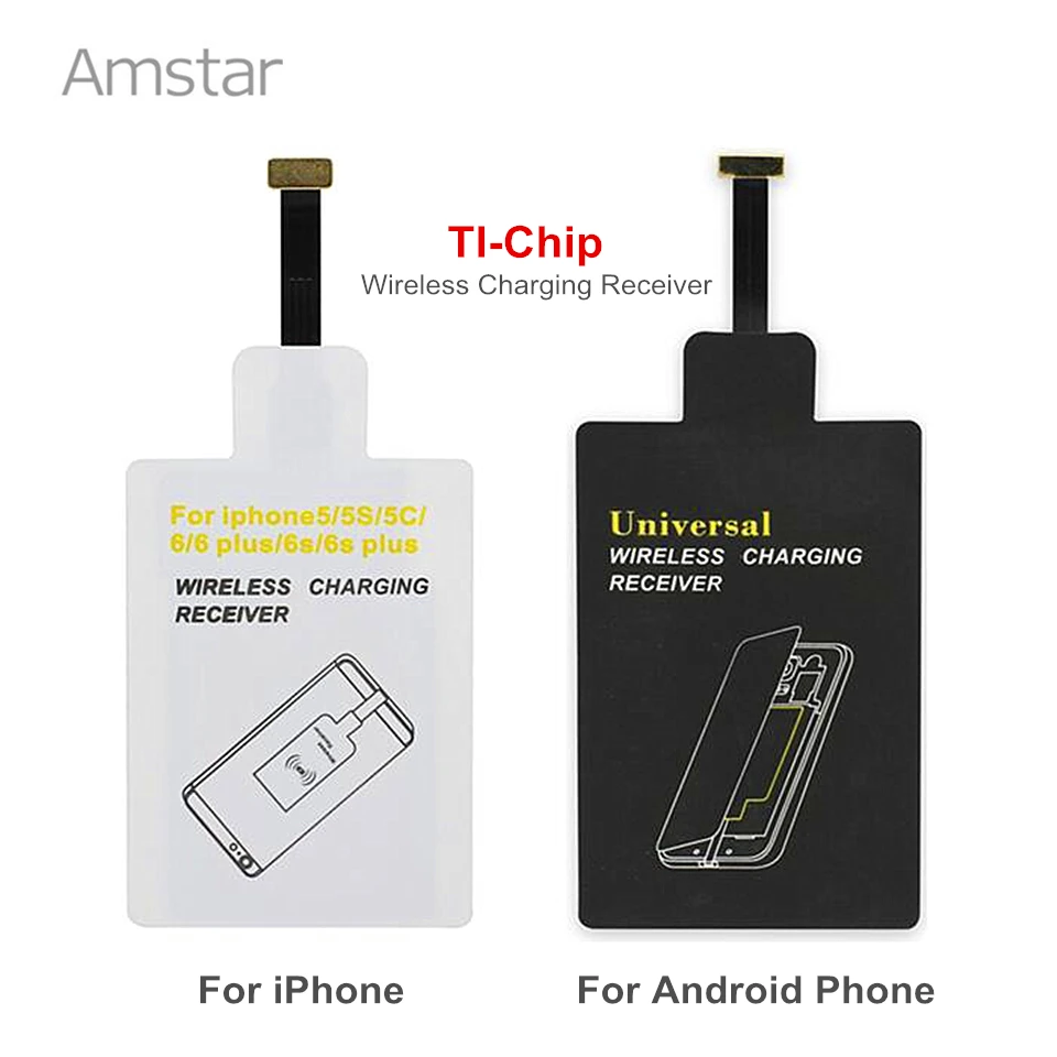 Amstar Qi Wireless Charger Receiver TI-Chip Wireless Charging Coil for iphone 7 7Plus 6s 6s Plus 5 5s 5c & Micro USB Port Phone
Amstar Qi Wireless Charger Receiver TI-Chip Wireless Charging Coil for iphone 7 7Plus 6s 6s Plus 5 5s 5c & Micro USB Port Phone