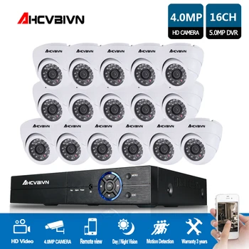

16CH 5MP AHD DVR Kit With Mini Dome CCTV Camera System 16PCS 4.0MP Security Camera Video Surveillance System APP View