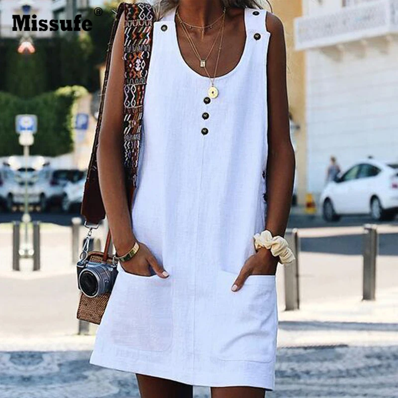 Missufe O Neck Button Casual Loose Women Dress A Line Solid Off The Shoulder Tank Dress 2019 Mini Vestidos Female Summer Dress
Missufe O Neck Button Casual Loose Women Dress A Line Solid Off The Shoulder Tank Dress 2019 Mini Vestidos Female Summer Dress