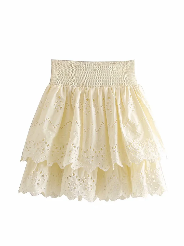 Stykish Chic Embroidery Hollow Out Mini Skirt Women 2019 Fashion Double Ruffles Elastic Waist Skirts Casual Faldas Mujer
Stykish Chic Embroidery Hollow Out Mini Skirt Women 2019 Fashion Double Ruffles Elastic Waist Skirts Casual Faldas Mujer
