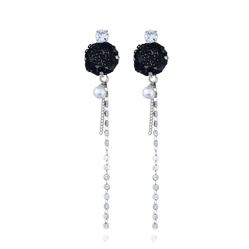 1Pair Fashion Rhinestone Pearl Earrings Geometric Round Circle Lace Crystal Drop Earring